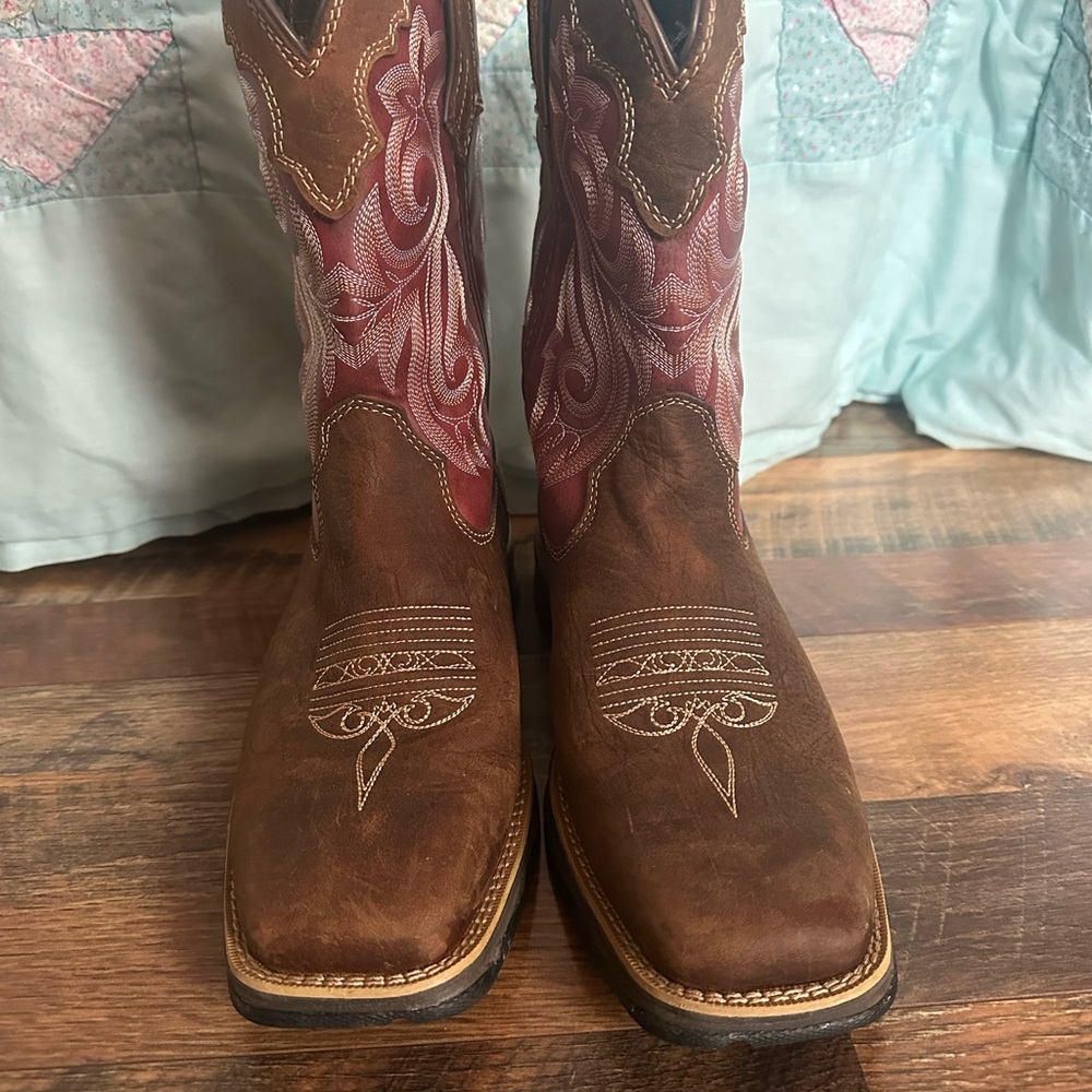 Brown and red Western Boots